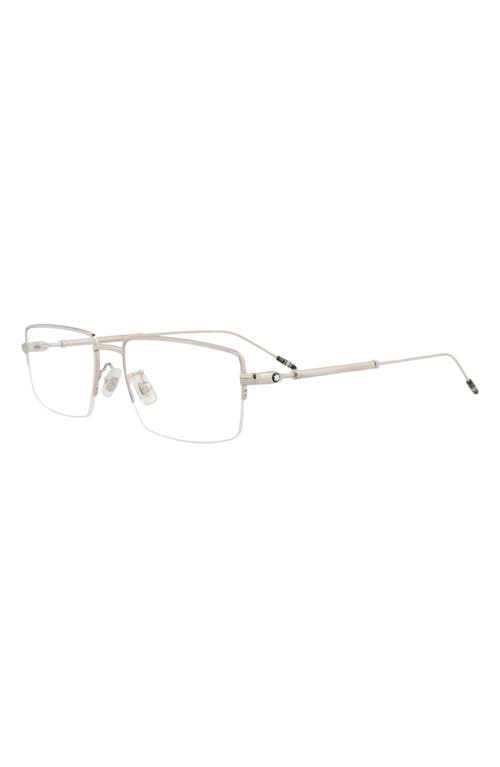 Montblanc 56mm Half Rim Rectangular Optical Glasses In Metallic