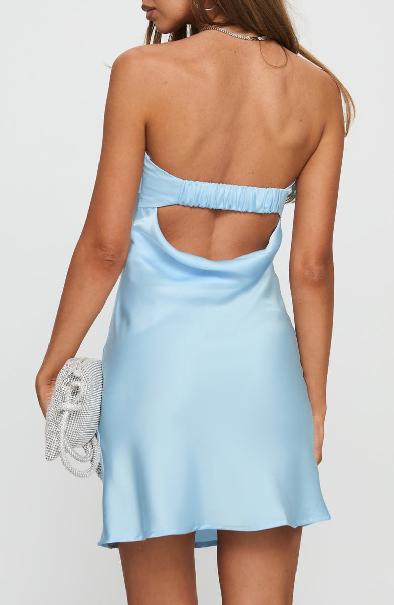 Princess Polly Phillipa Foldover Strapless Satin Minidress, Alternate, color, Light Blue