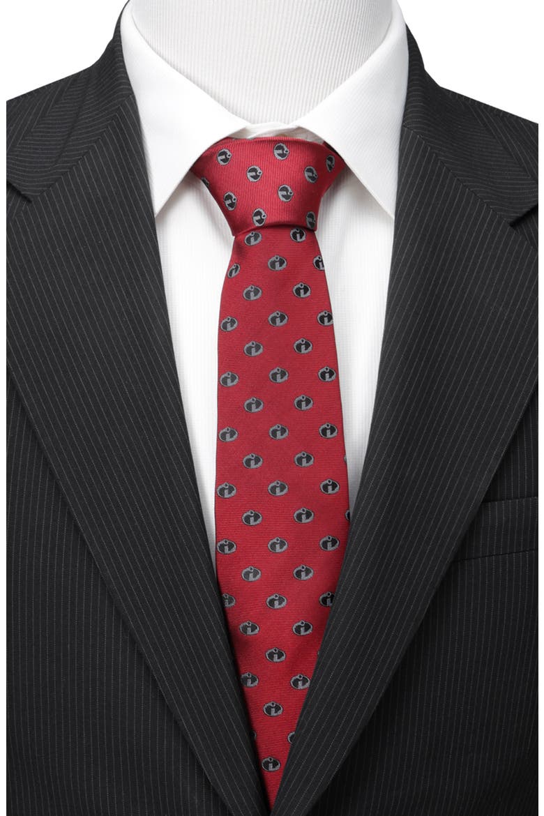 The Incredibles Logo Red Silk Tie, Alternate, color, RED