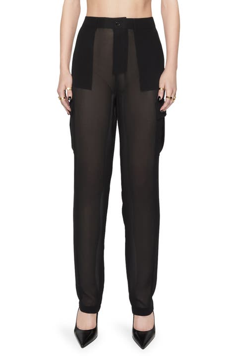 Presley Sheer Mixed Media Cargo Pants