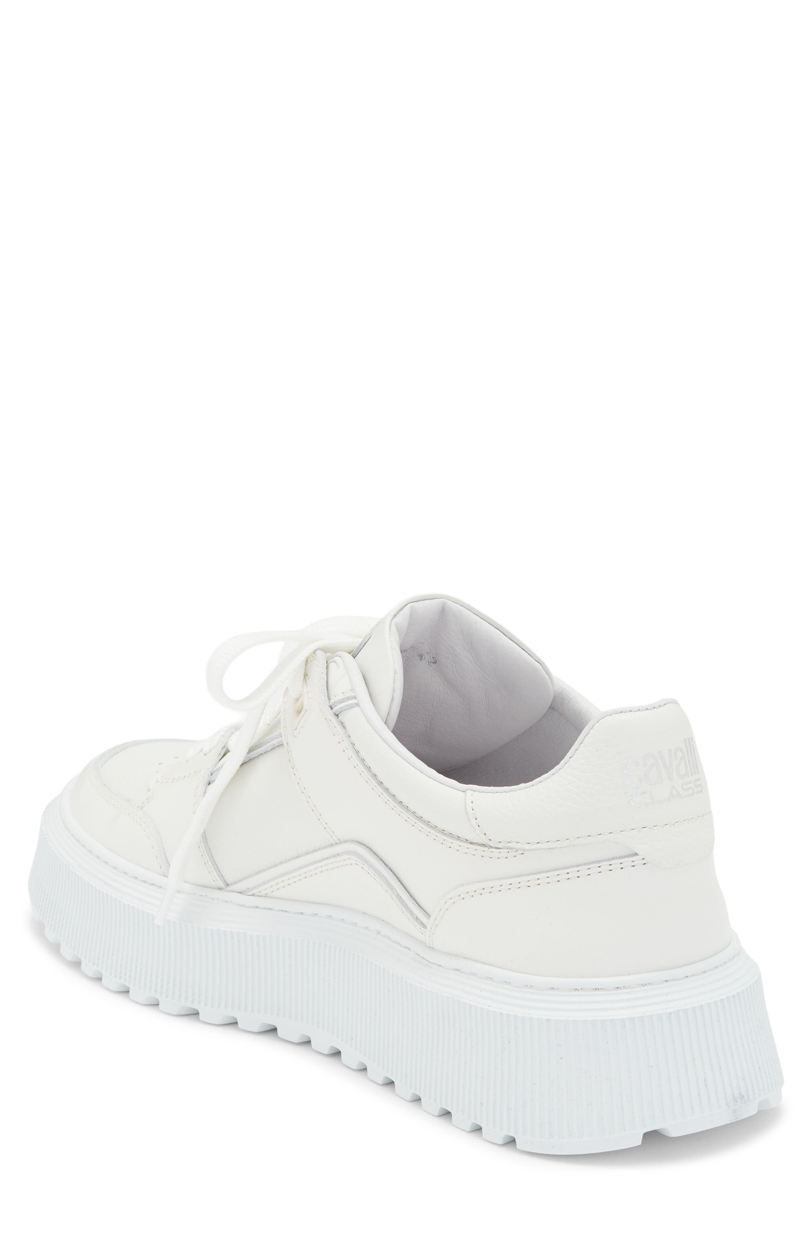 Roberto Cavalli Tonal Leather Sneaker, Alternate, color, White