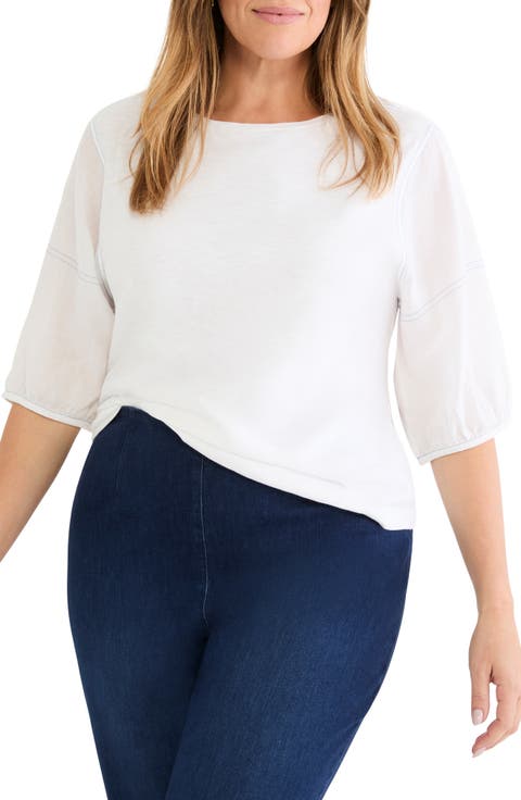 Linen Sleeve Cotton Top (Plus)