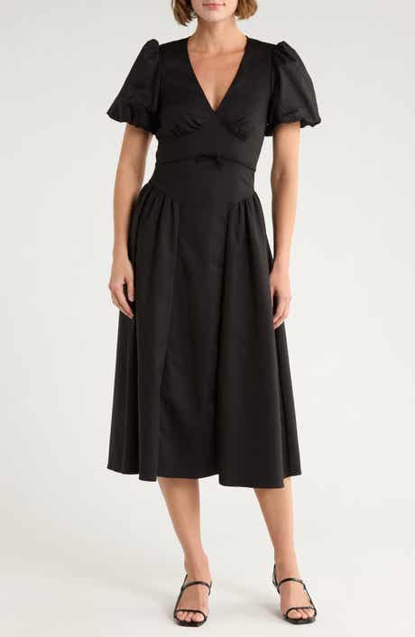 ASTR the Label Puff Sleeve Fit & Flare Midi Dress