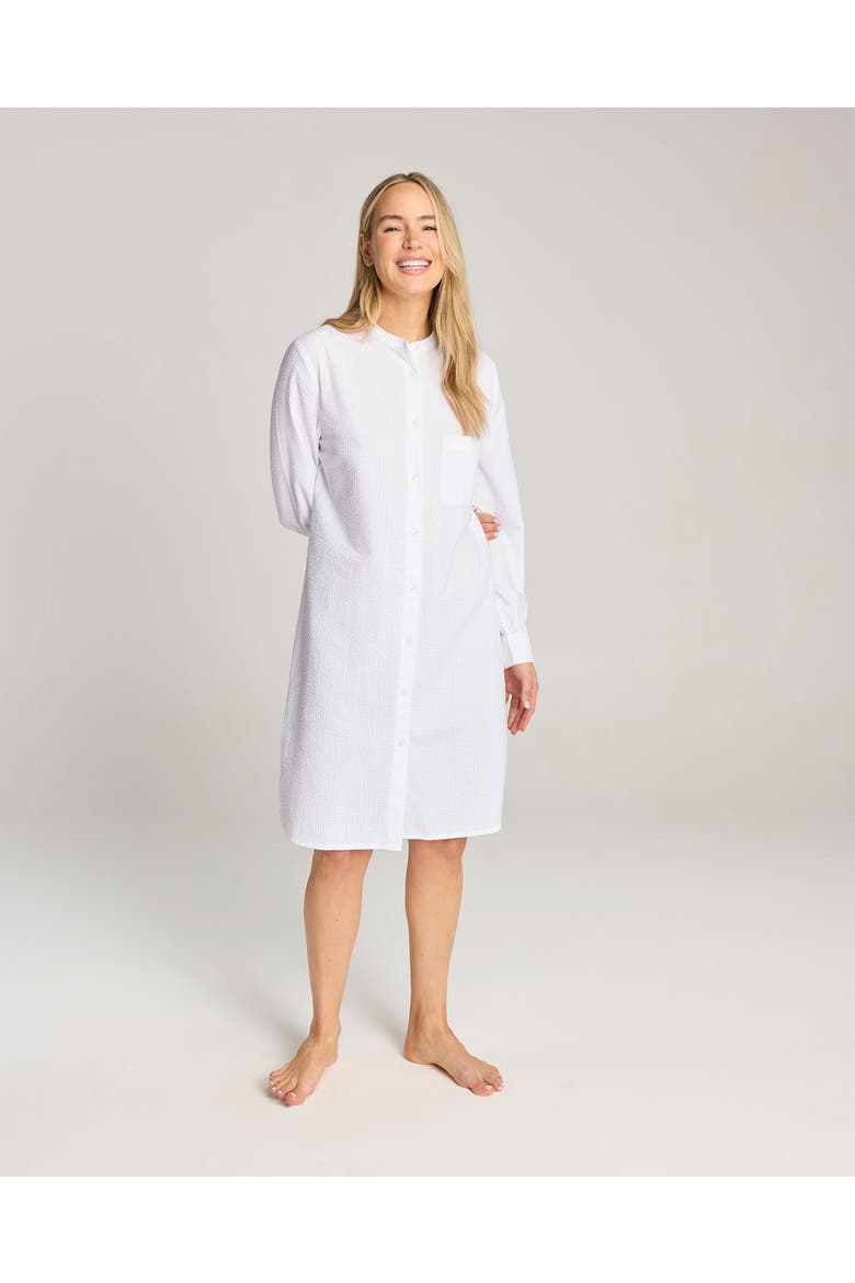 The Seersucker Shirt Dress, Main, color, White