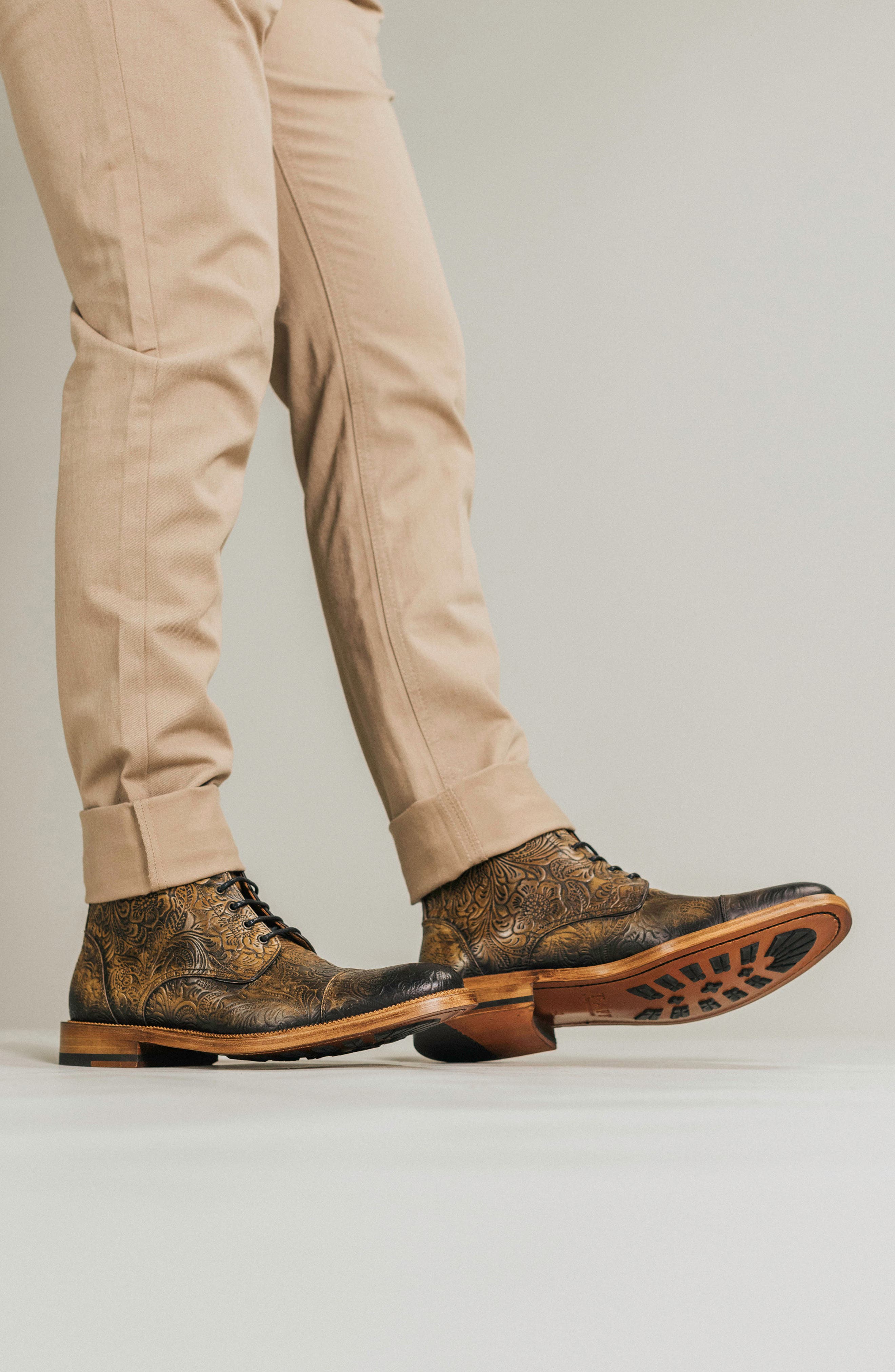 TAFT The Rome Embossed Cap Toe Boot, Alternate, color, 