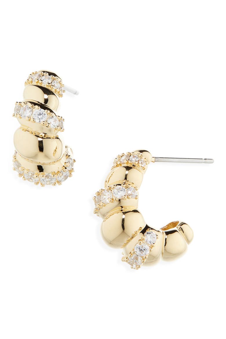 Pisa Puffy Pavé Drop Earrings, Main, color, GOLD