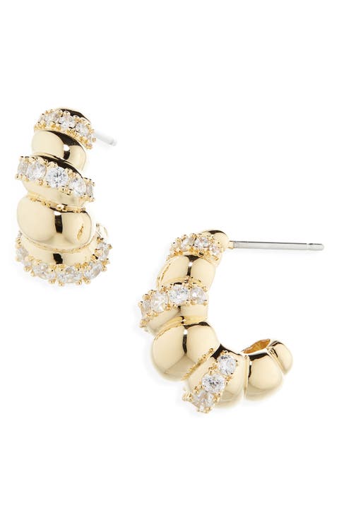 Pisa Puffy Pavé Drop Earrings