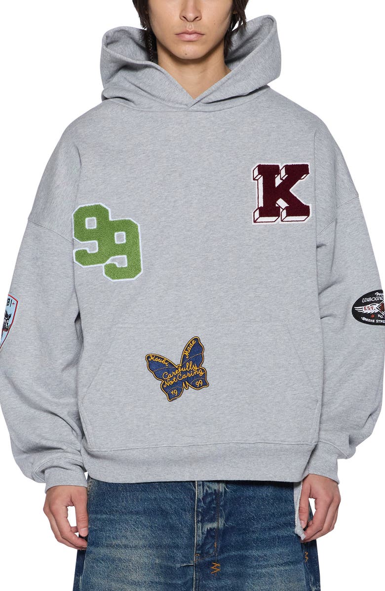 Ksubi Patched Ekcess Hoodie, Main, color, Light Grey Marle