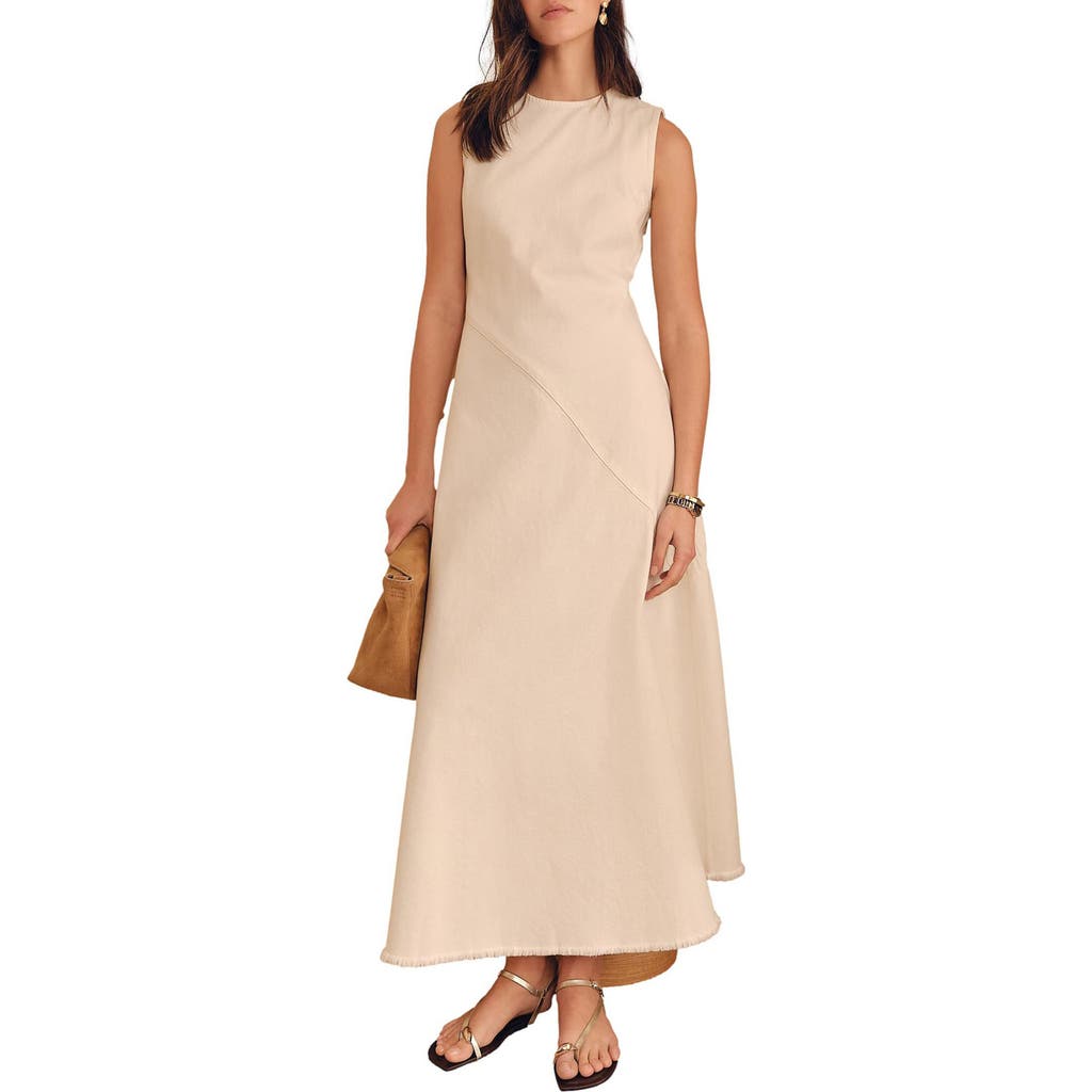 NEXT Asymmetricc Seam Cotton Blend Denim Maxi Dress in Neutral  product