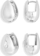Leith 2-Pack Assorted Teardrop Huggie Hoop Earrings