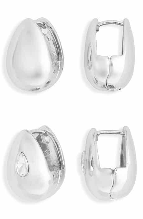 2-Pack Assorted Teardrop Huggie Hoop Earrings