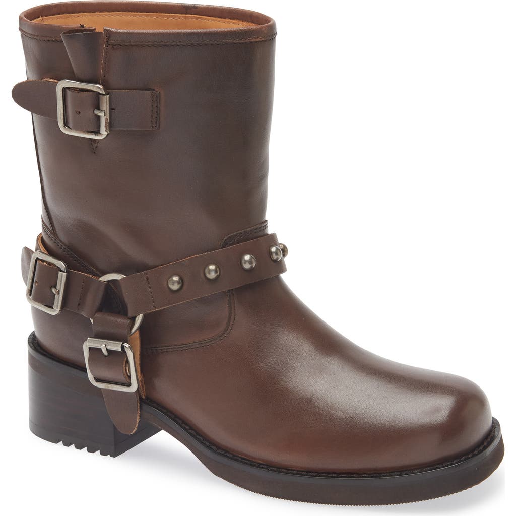 Chocolat Blu Joss Moto Bootie In Brown Leather