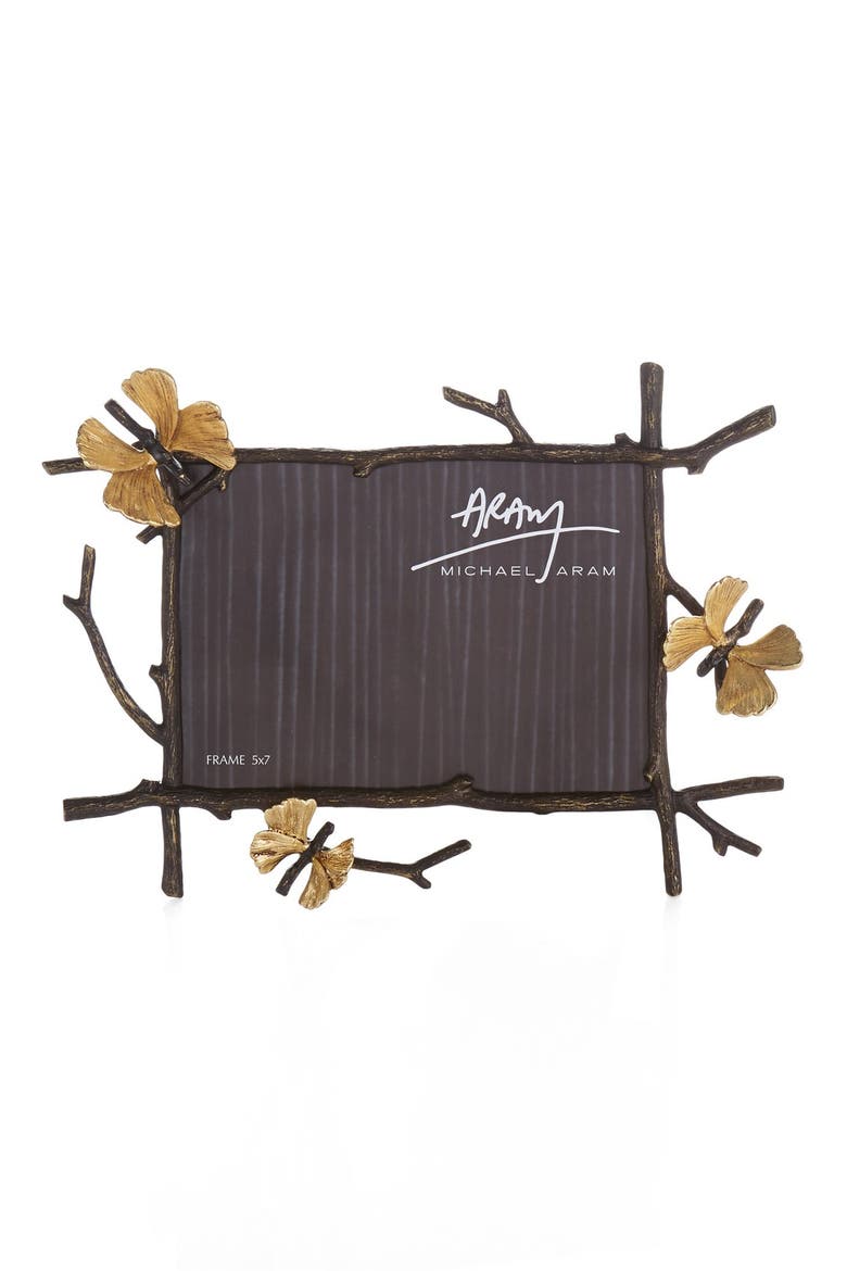 Butterfly Ginkgo Picture Frame, Main, color, GOLD