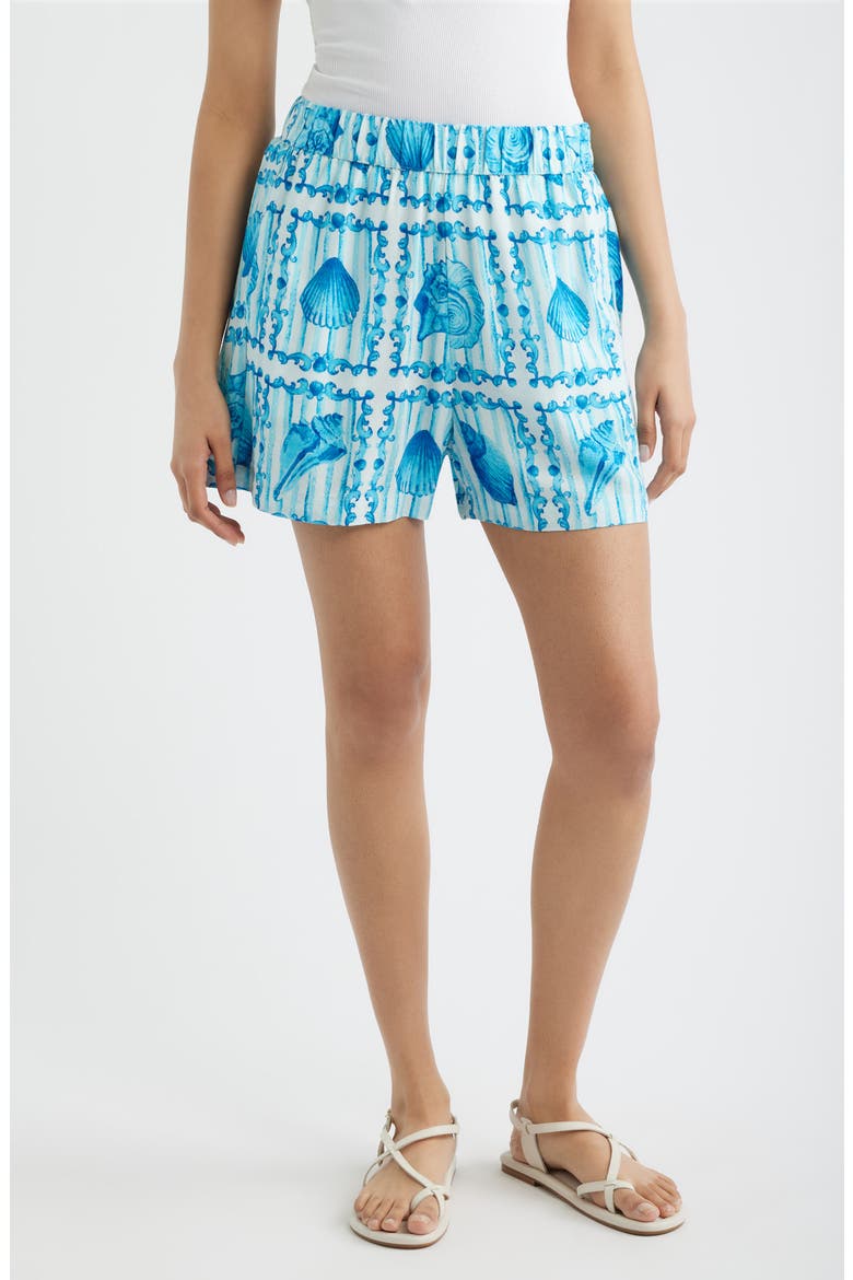 Print Pull-On Shorts, Main, color, BLUE MULTI