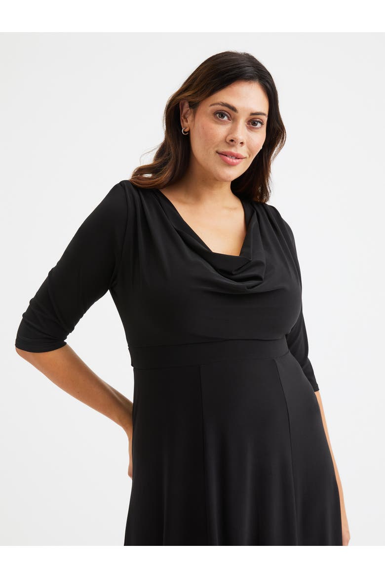 Cowl Neck '1940s' Dress, Alternate, color, Black