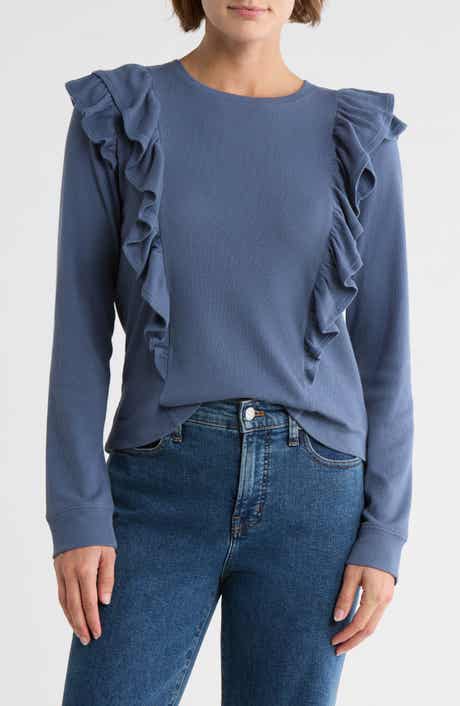 Melrose and Market Ruffle Shoulder Knit Top