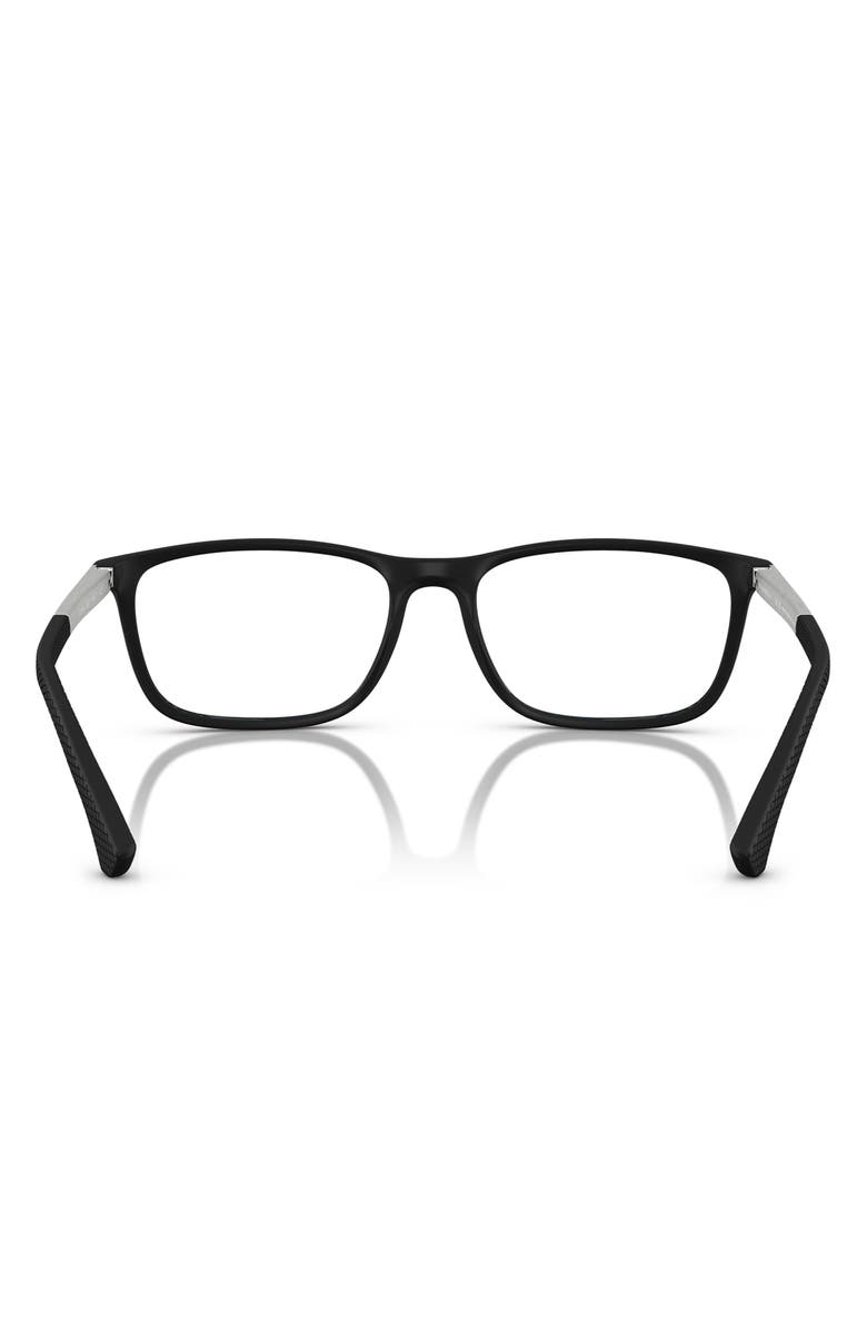 Emporio Armani 55mm Square Optical Glasses, Alternate, color, Rubber Black/ Silver