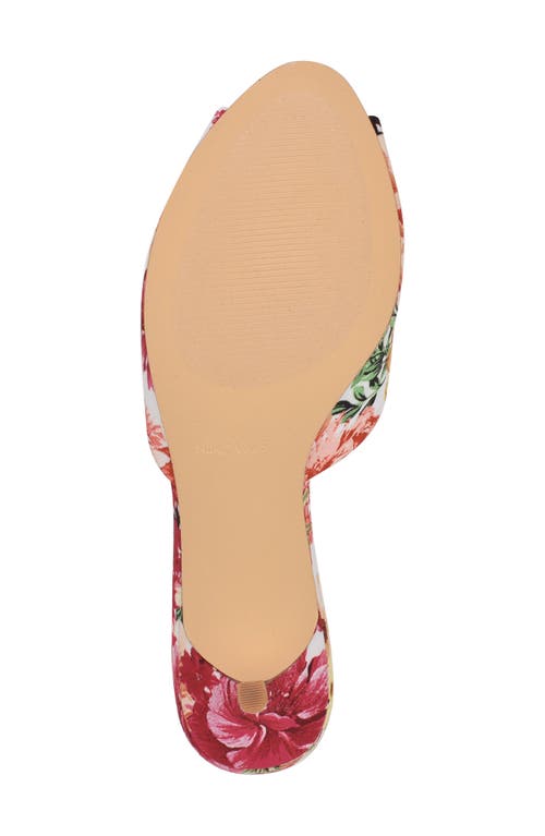 Nine West Lill Kitten Heel Pump In White Blooms Floral Multi