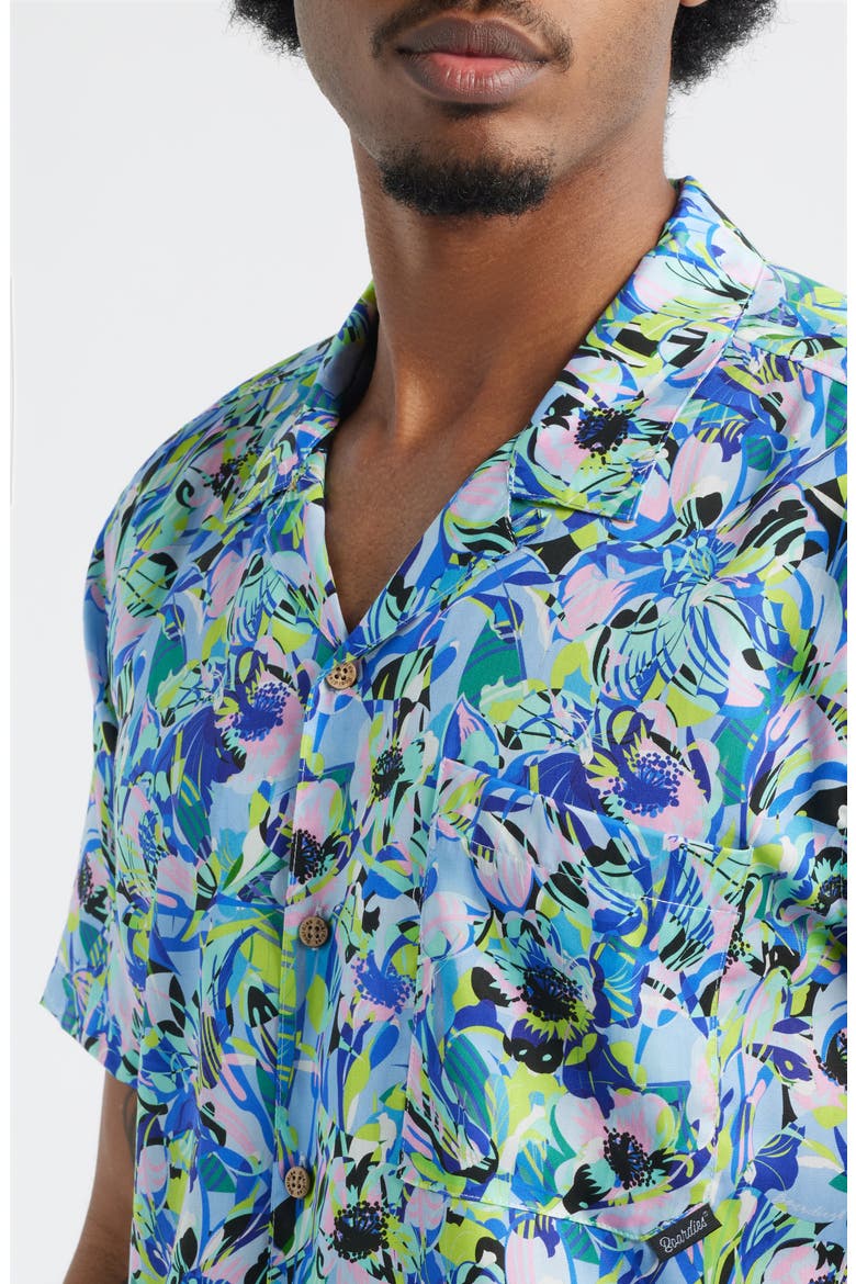 Floral Print Camp Shirt, Alternate, color, BLUE