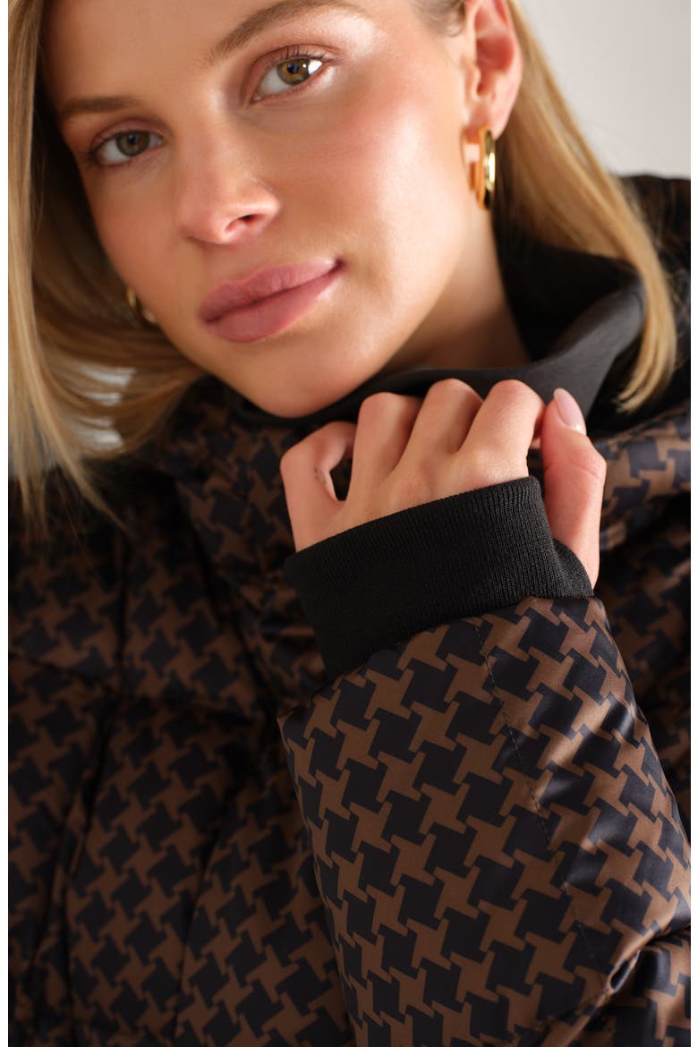Powder Puffer Water Repellent Houndstooth Check 650 Fill Power Down Jacket, Alternate, color, CHESTNUT BROWN HOUNDSTOOTH