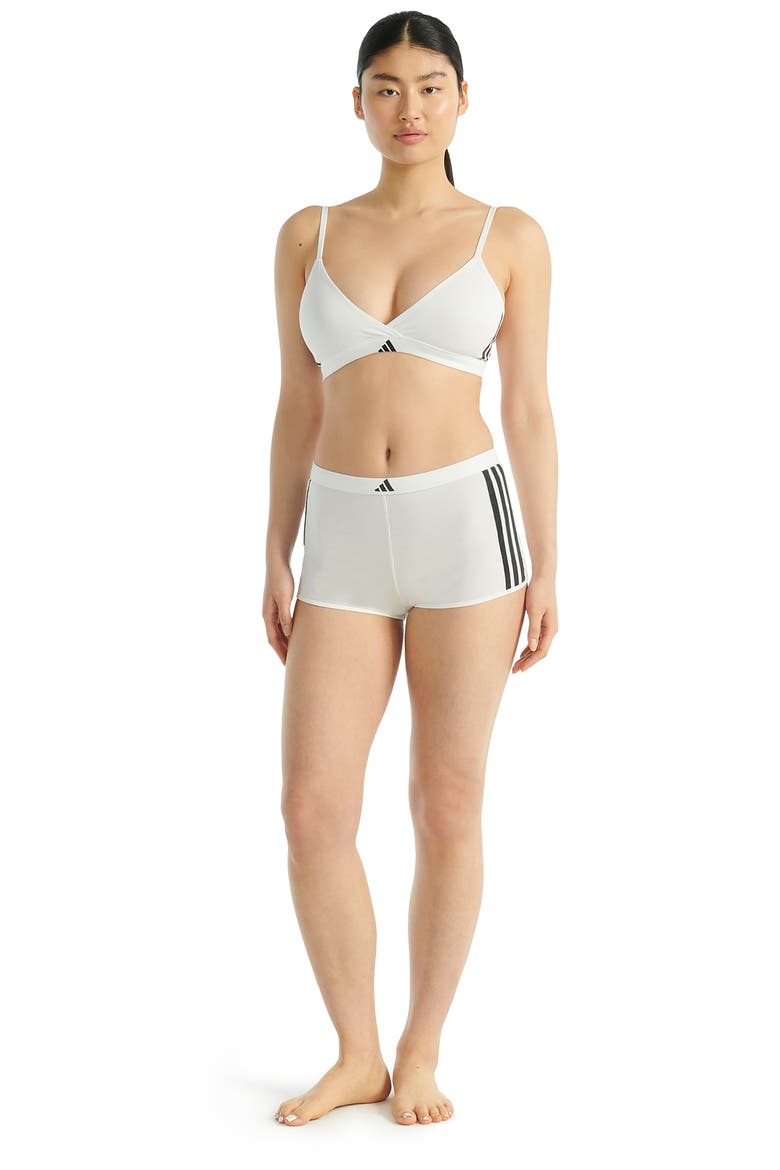 Essentials Cotton Blend 3 Stripe Triangle Wrap Bralette, Alternate, color, WHITE