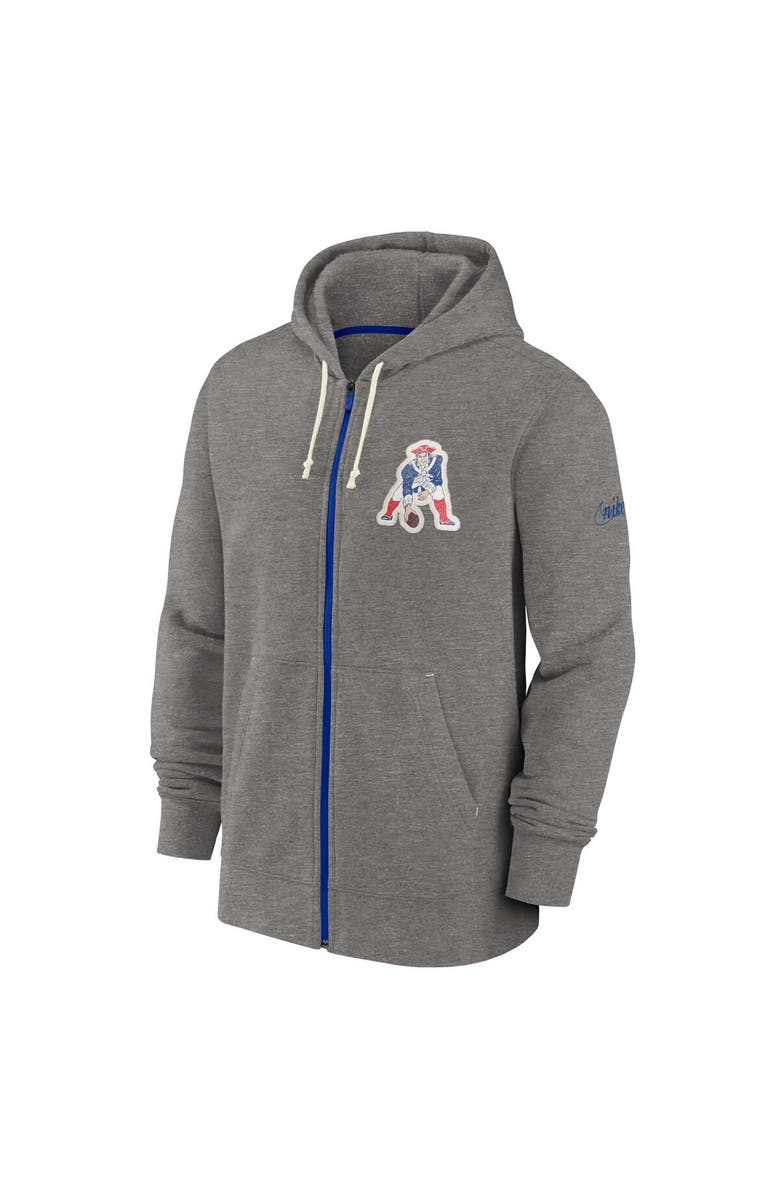 Nike Men's Nike Heather Charcoal New England Patriots Historic Lifestyle Full-Zip Hoodie, Alternate, color, 