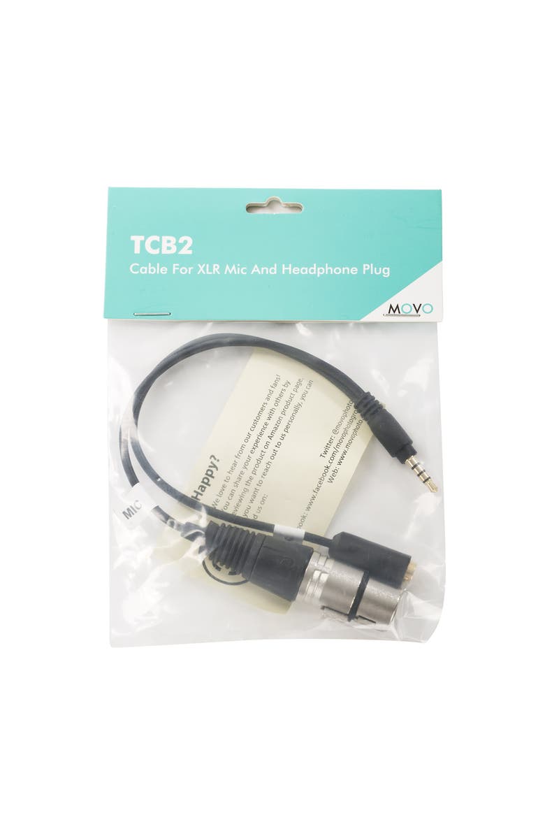 MOVO TCB2 XLR (Female) Microphone to TRRS (Male) Smartphone Adapter with Headphone Jack for iPhone & Android, Alternate, color, Black