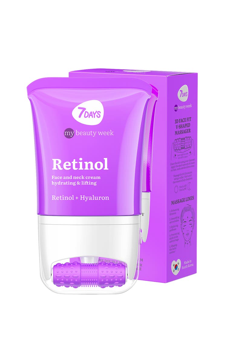 7DAYS Face moisturizer with Retinol for Firming & Lifting effect with 3D Massage Applicator, Main, color, White