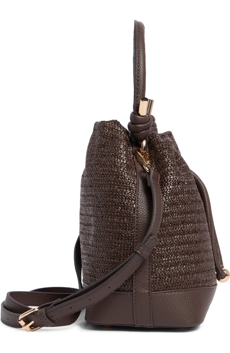 Nanette Lepore Straw Drawstring Convertible Bucket Bag, Alternate, color, Maple Straw-Maple