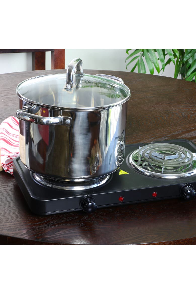 Adenmore 8 Quart Stainless Steel Stock Pot with Tempe Glass Lid, Alternate, color, Metallic Silver