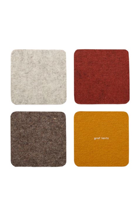 Bierfilzl Merino Wool Square Coaster Multi 4 Pack