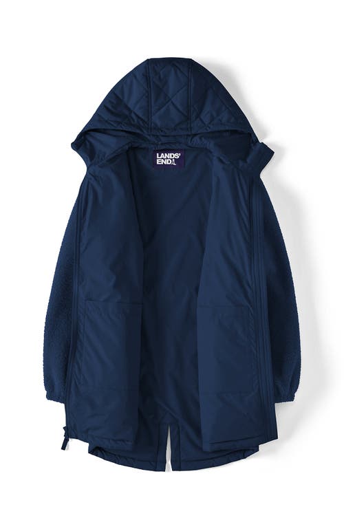 Lands' End High Pile Quilted Mixed Media Parka In Blue