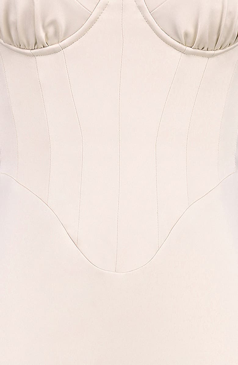 HOUSE OF CB Valeria Strapless Corset Gown, Alternate, color, Silver Peony