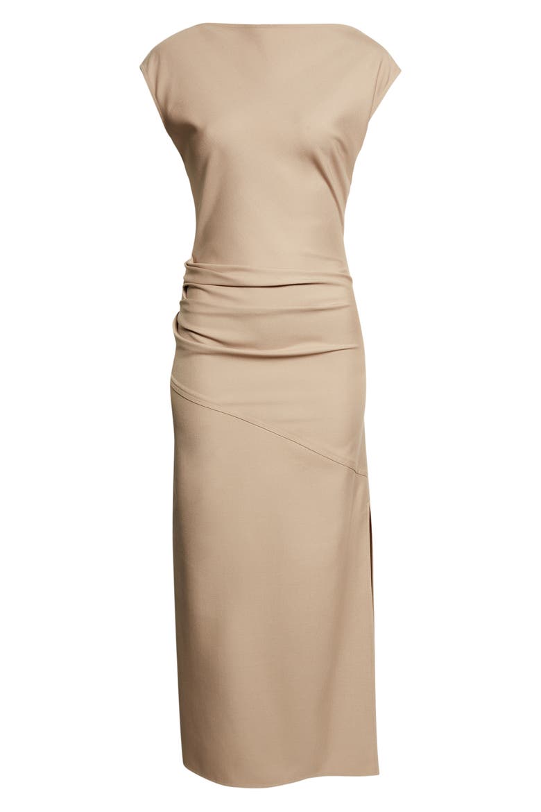 Katia Wool Blend Gabardine Midi Dress, Alternate, color, KHAKI