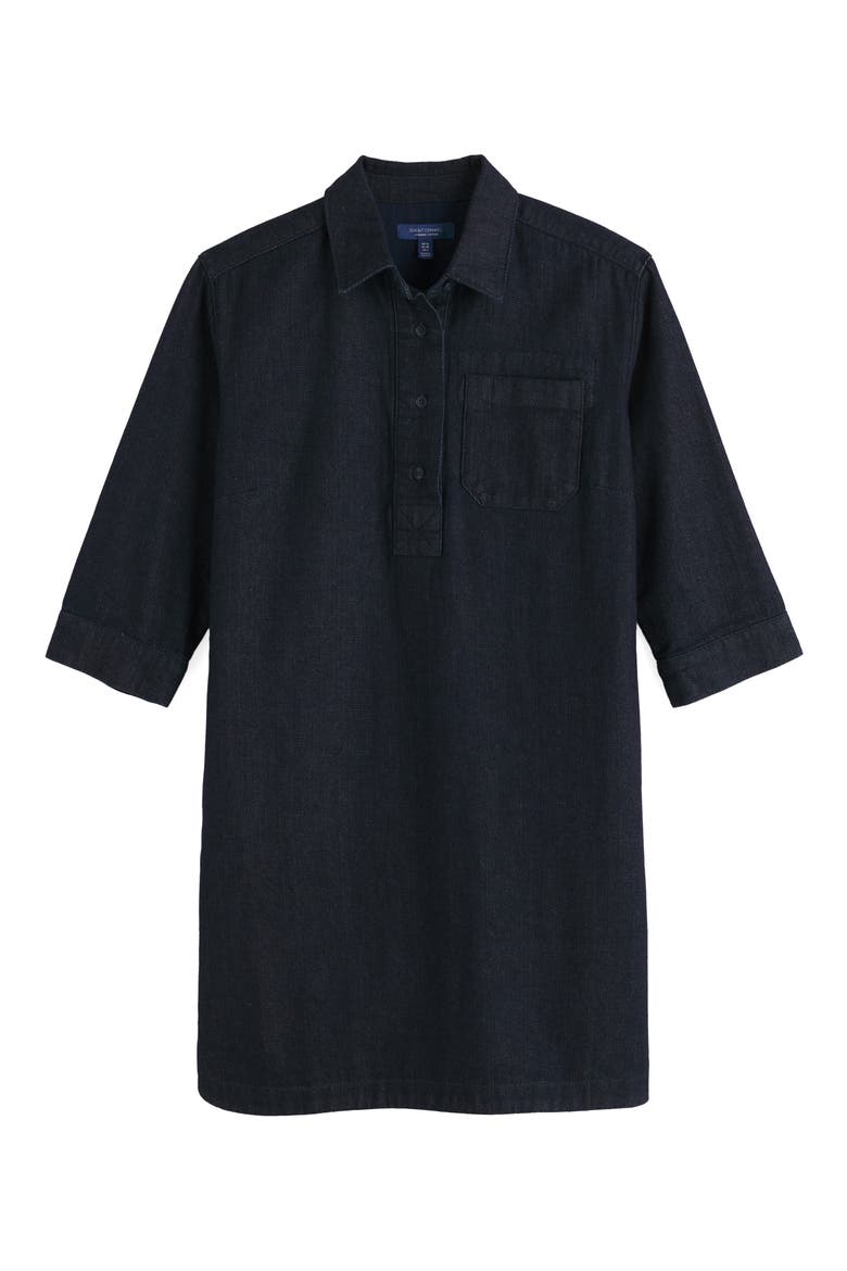 Guidebook Organic Cotton & Linen Denim Shirtdress, Alternate, color, DARK WASH