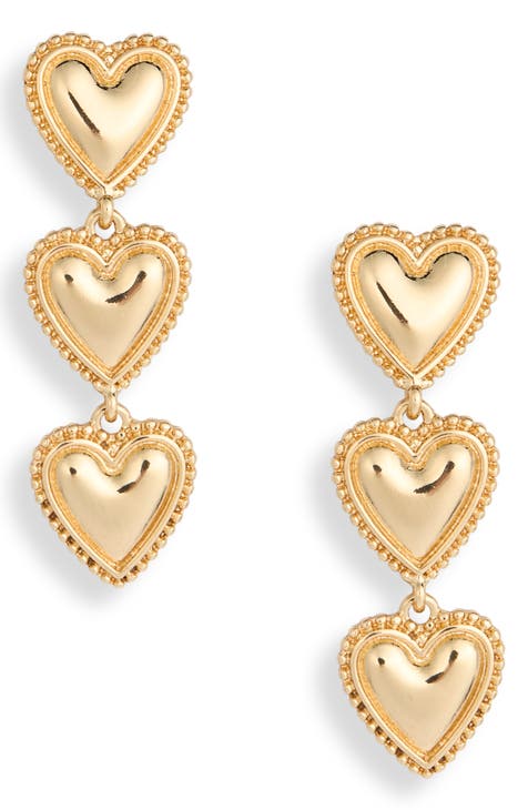 Triple Heart Drop Earrings