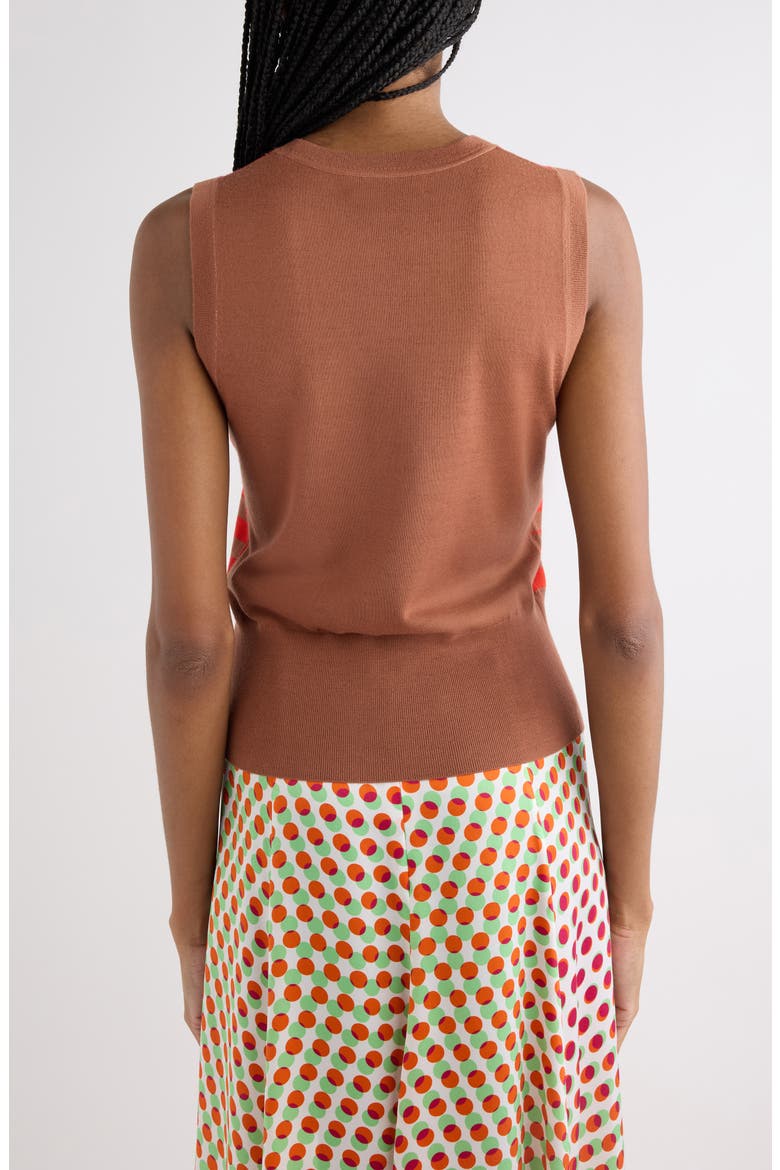 Stripe Intarsia Sleeveless Merino Wool Sweater, Alternate, color, LIGHT RUST