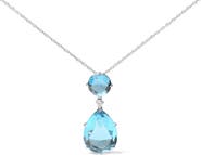 Haus of Brilliance 18K Gold Diamond Accent Topaz and Topaz Drop Pendant Necklace