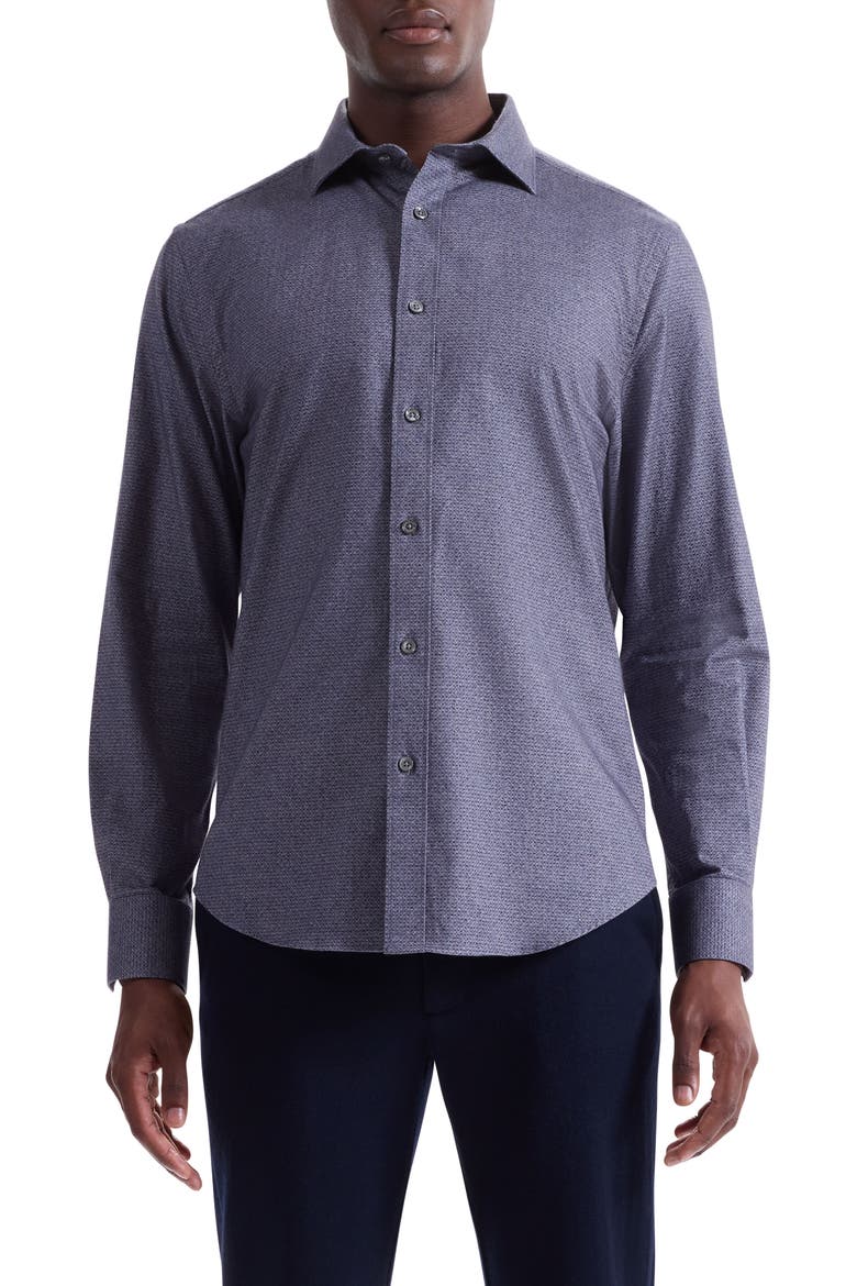 Axel Shaped Fit Brushed Mélange Button-Up Shirt, Main, color, AMETHYST