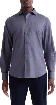 Bugatchi Axel Shaped Fit Brushed Mélange Button-Up Shirt