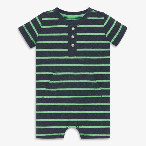 Baby Heathered Henley Shortie In Stripe