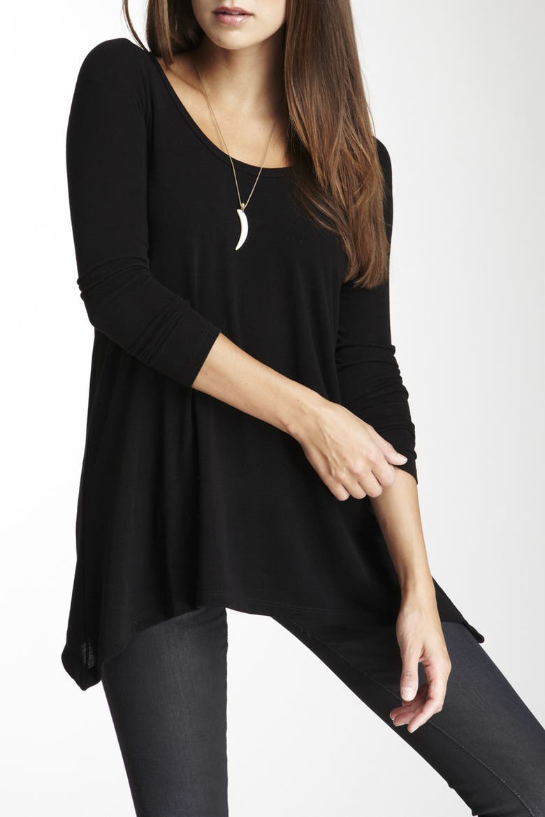 Long Sleeve Sharkbite Tunic Sweater, Main, color, black