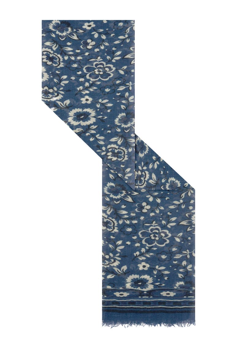Rosalyn Floral Scarf, Alternate, color, Indigo