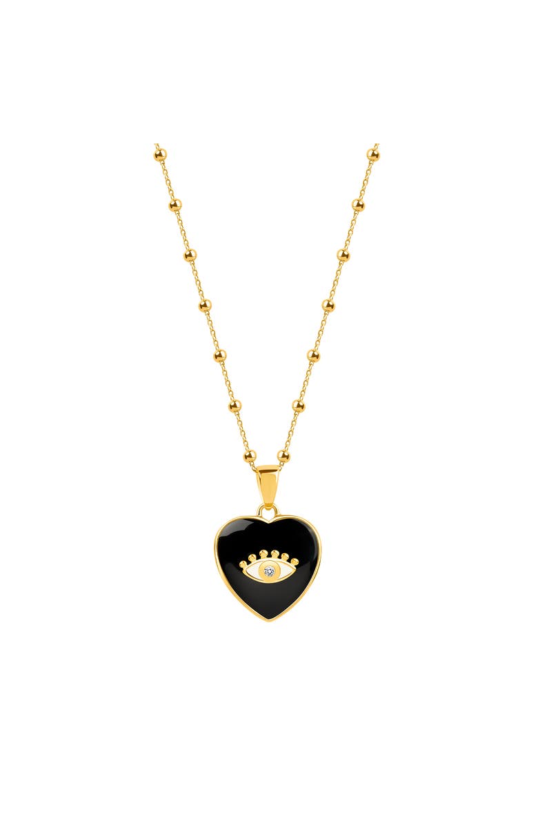 Karma and Luck Grounded in Love - Black Onyx Heart Diamond Evil Eye Necklace, Main, color, Gold/Black