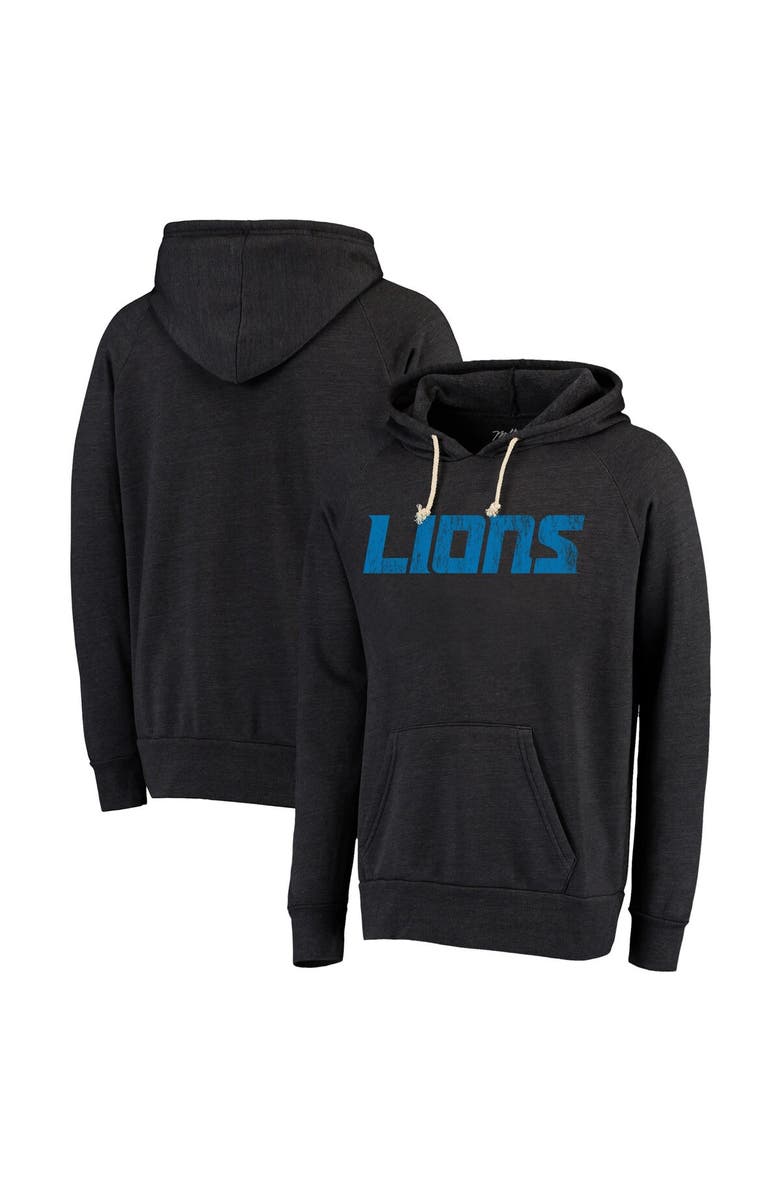 Majestic Threads Men's Majestic Threads  Black Detroit Lions Raglan Tri-Blend Pullover Hoodie, Main, color, Black