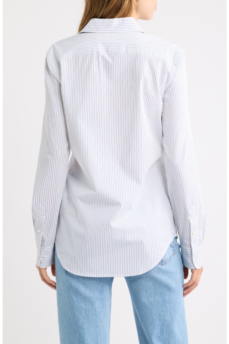 Slim Fit End-On-End Stretch Cotton Button-Up Shirt, Alternate, color, WHITE-BLUE