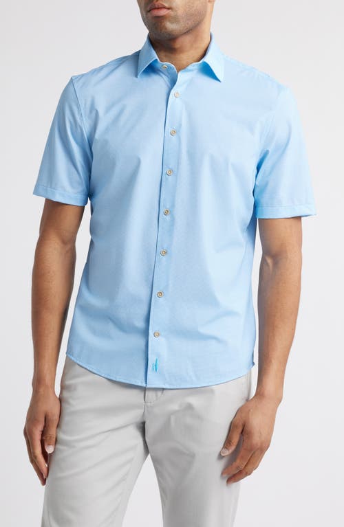Johnnie-o Spielman Hangin' Out Short Sleeve Knit Button-up Shirt In Blue