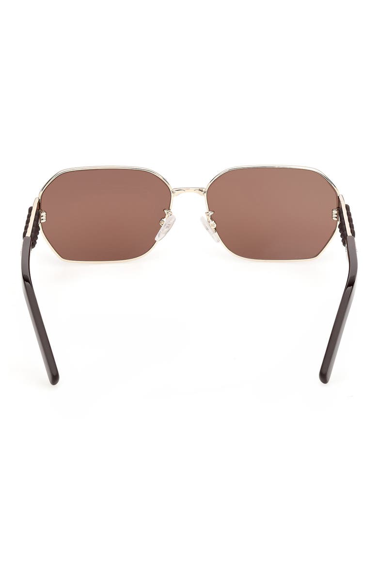 59mm Geometric Sunglasses, Alternate, color, SHINY PALE GOLD DARK BROWN
