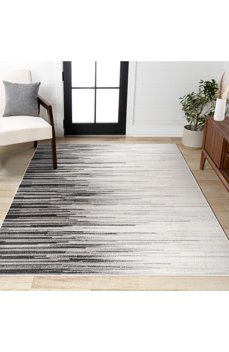 JONATHAN Y Linear Modern Half-Stripe Area Rug, Alternate, color, Gray/Cream