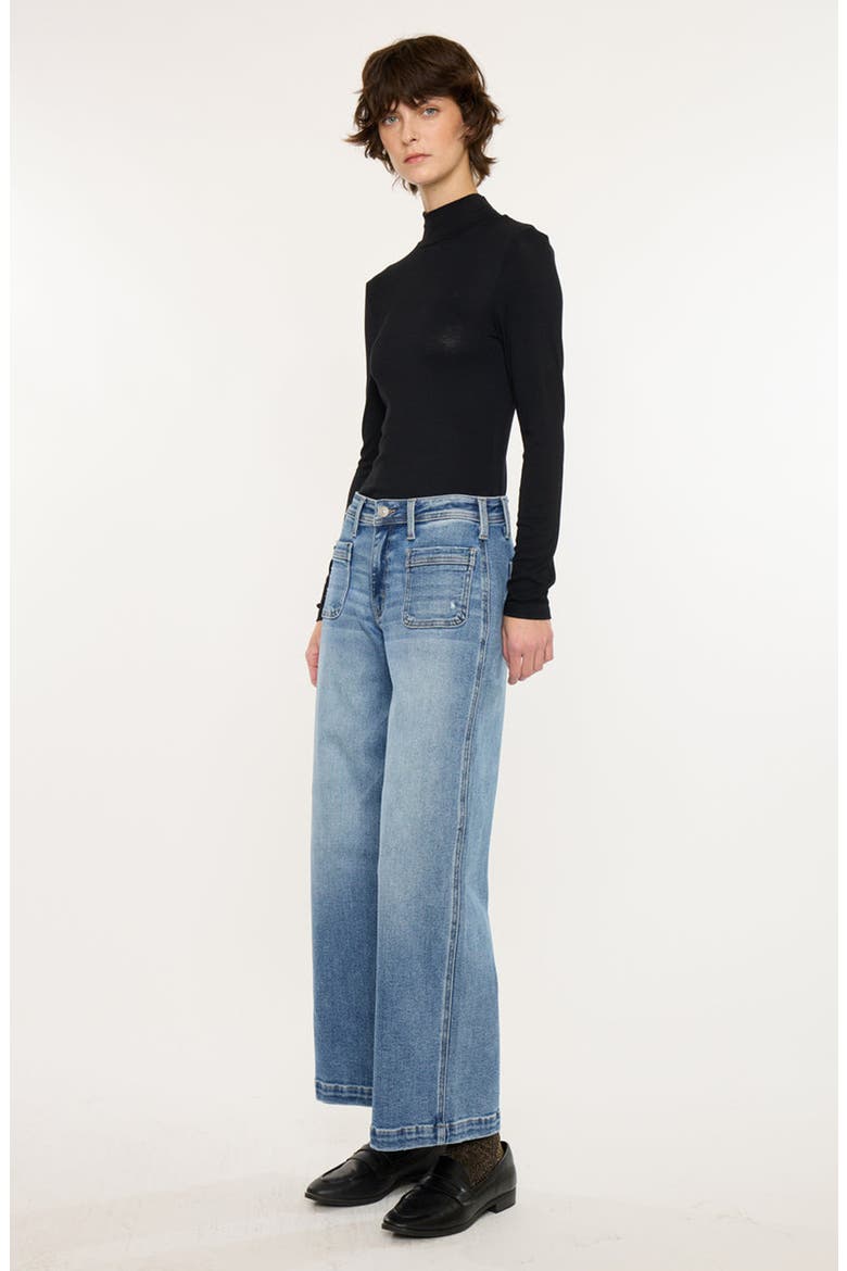 Amma Essentials Mid Rise Ankle Wide Leg Jeans, Alternate, color, Medium Dark Wash